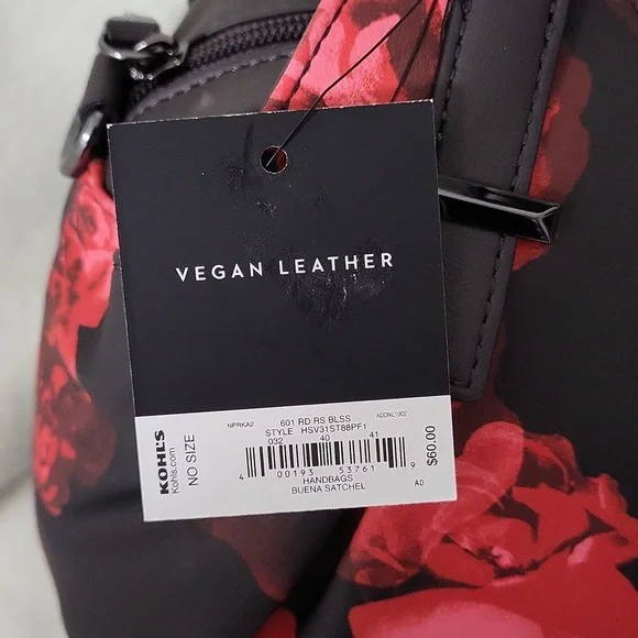 Simply Vera Wang Black and Red Floral Women's Bag - Picture 4 of 8